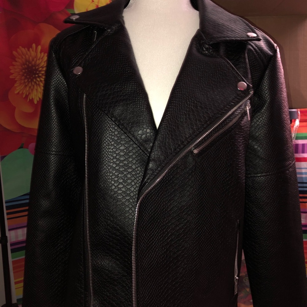 Faux Croc Leather Jacket